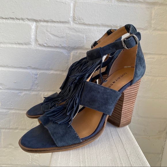Lucky Brand Fringe Suede Block Heel Shoes 7 - Picture 15 of 16